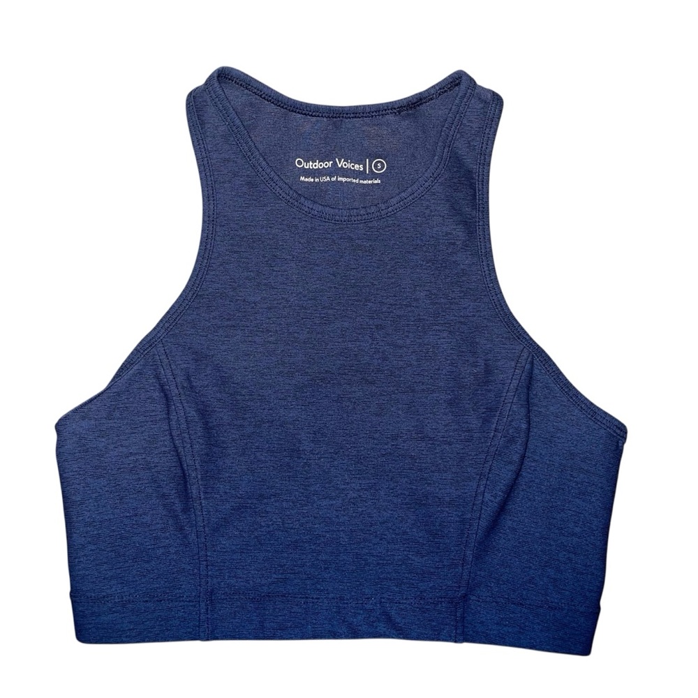 Outdoor Voices Athena Crop Top Sports Bra Blue Navy Womens Activewear Size S